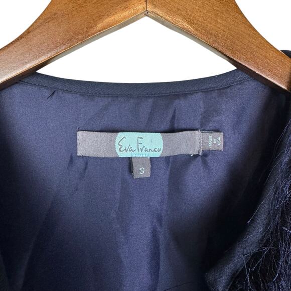 Anthropologie Eva Franco Navy Blue Tiered Eyelash Fringe Layering Vest - Picture 12 of 15